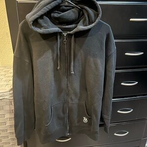 Victorias Secret Oversized Zip Up Black Hooded Sweatshirt